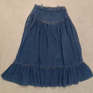 Bon Bon Vintage Denim Gathered Tiered Skirt